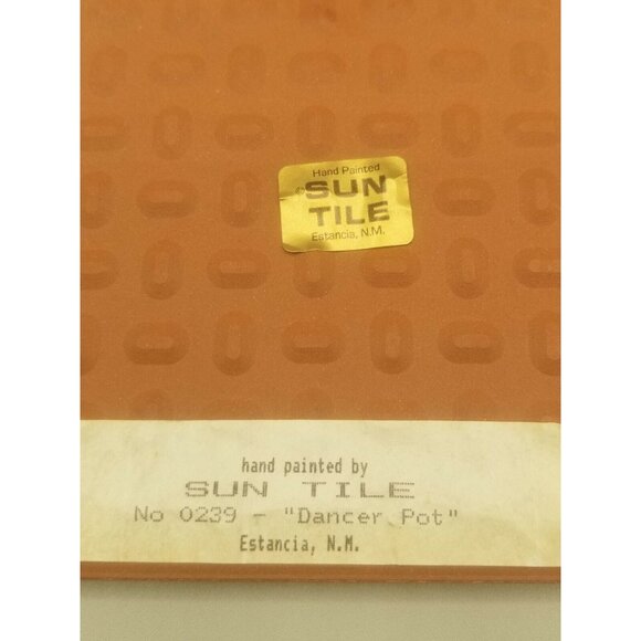 Sun Tile Trivet No 0239 Dancer Pot Estancia NM Hand Painted Southwestern 6" - Picture 4 of 4